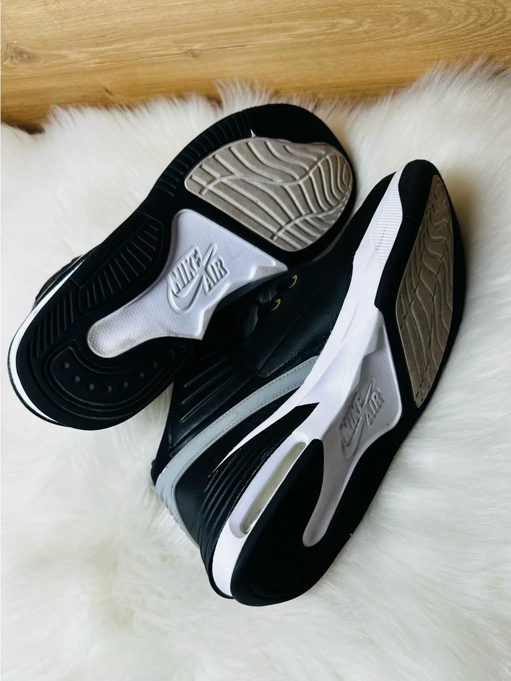Jordan Max Aura 5 Black and Gold Athletic Sneakers